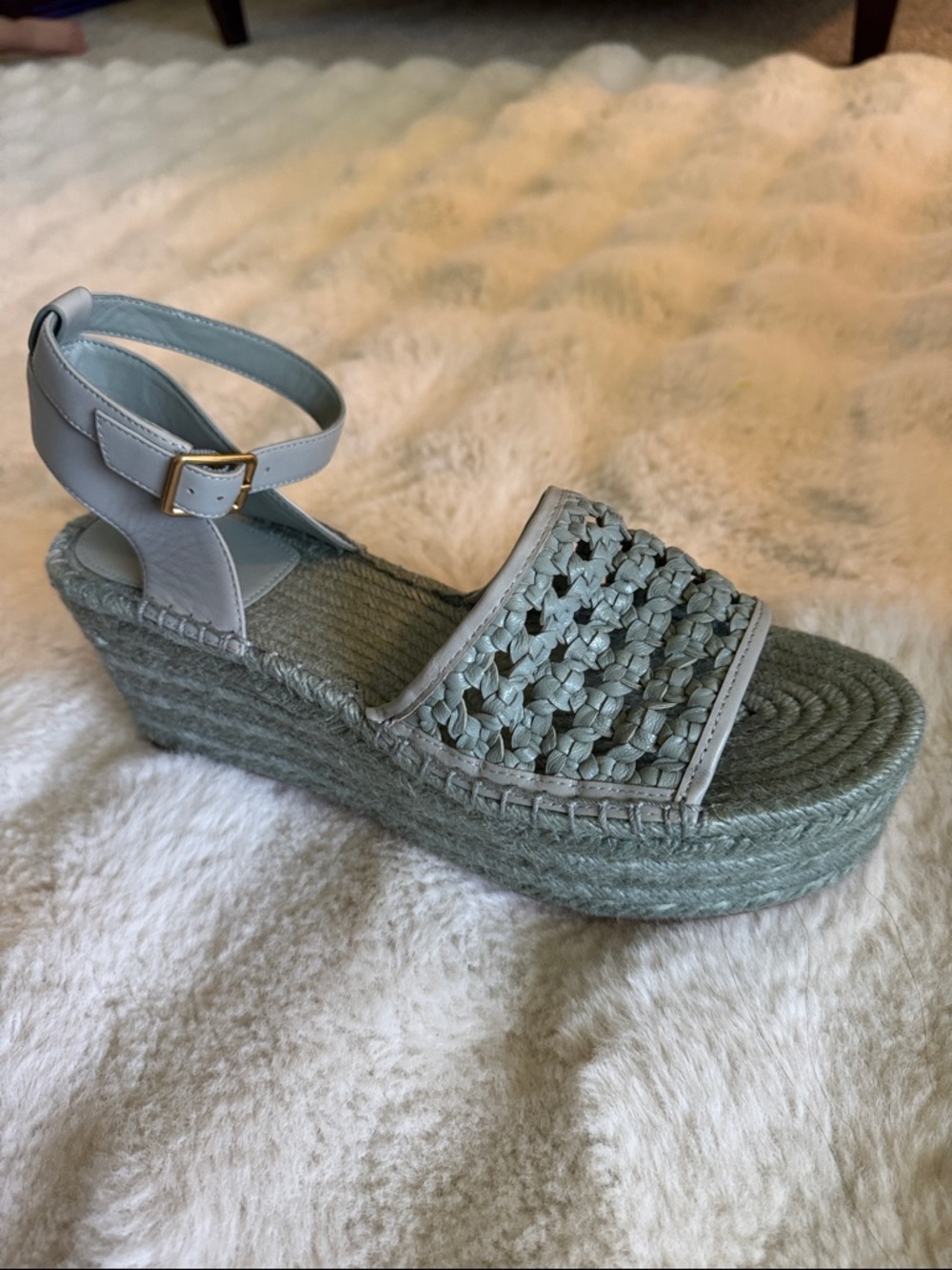 Tory Burch Adey Woven Flatform Espadrilles - Blue Celadon